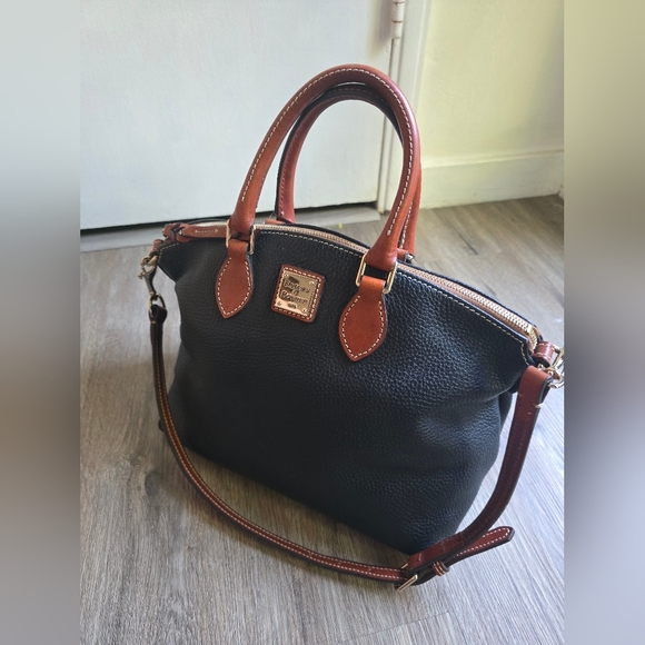 Dooney & Bourke Pebble Grain Black and Brown Geena Satchel
